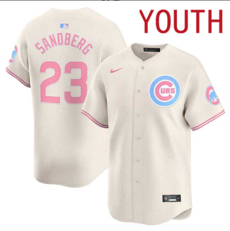 Youth  Chicago Cubs #23 Sandberg cream 2024 Nike MLB jersey->youth nfl jersey->Youth Jersey